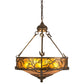 Meyda Lighting Branches 20" 8-Light Antique Copper Inverted Pendant Light With Amber Mica Shade Glass