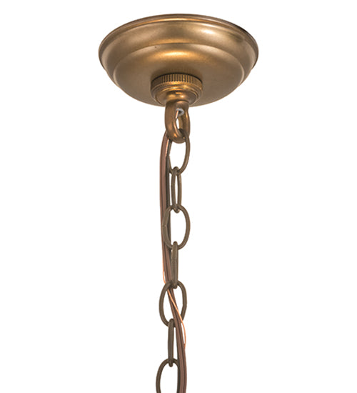 Meyda Lighting Branches 20" 8-Light Antique Copper Inverted Pendant Light With Amber Mica Shade Glass