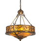Meyda Lighting Branches 20" 8-Light Antique Copper Inverted Pendant Light With Amber Mica Shade Glass