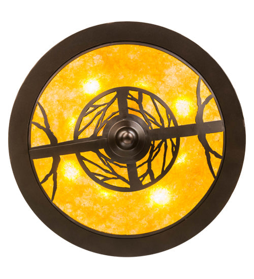 Meyda Lighting Branches 20" 8-Light Mahogany Bronze Inverted Pendant Light With Amber Mica Shade Glass