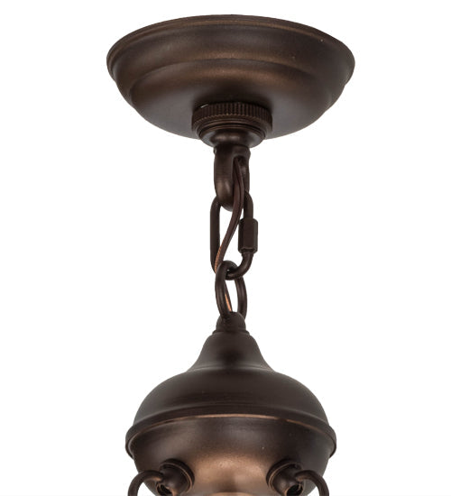 Meyda Lighting Branches 20" 8-Light Mahogany Bronze Inverted Pendant Light With Amber Mica Shade Glass