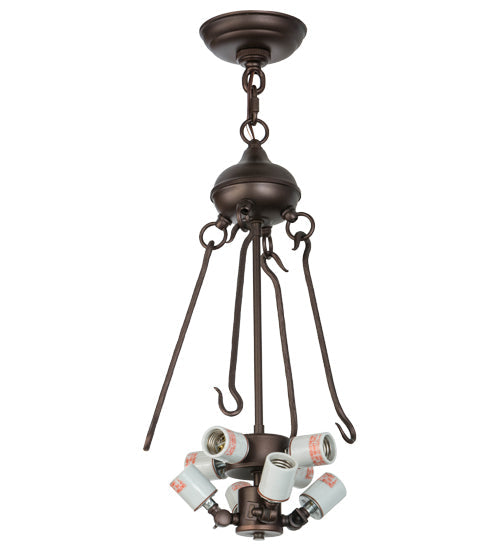 Meyda Lighting Branches 20" 8-Light Mahogany Bronze Inverted Pendant Light With Amber Mica Shade Glass