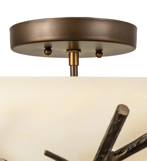 Meyda Lighting Branches 23" 4-Light Antique Copper Semi-flush Mount Light With Botticino Idalight Shade