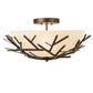 Meyda Lighting Branches 23" 4-Light Antique Copper Semi-flush Mount Light With Botticino Idalight Shade