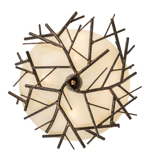 Meyda Lighting Branches 23" 4-Light Antique Copper Semi-flush Mount Light With Botticino Idalight Shade