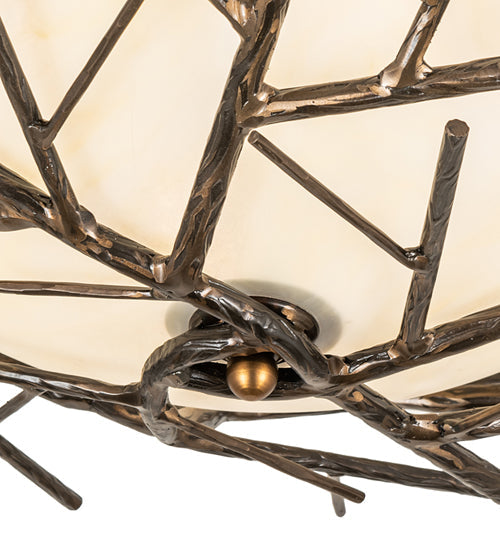 Meyda Lighting Branches 23" 4-Light Antique Copper Semi-flush Mount Light With Botticino Idalight Shade