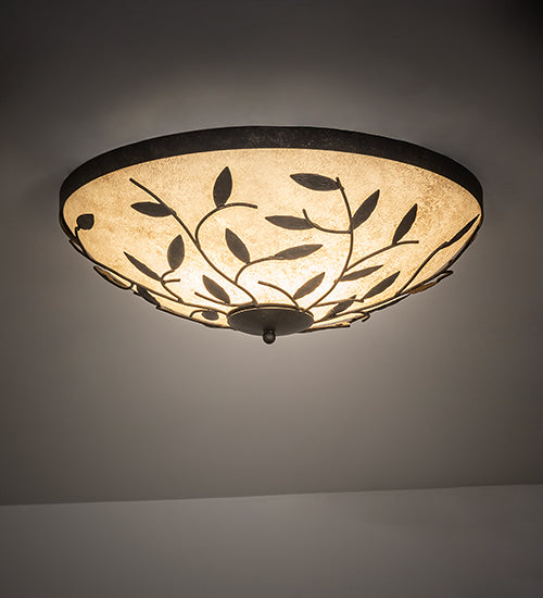 Meyda Lighting Branches 24" 3-Light Golden Bronze Flush Mount Light With Scavo Idalight Shade