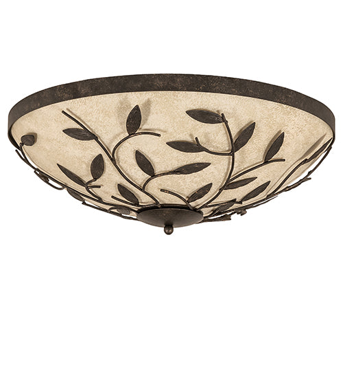 Meyda Lighting Branches 24" 3-Light Golden Bronze Flush Mount Light With Scavo Idalight Shade