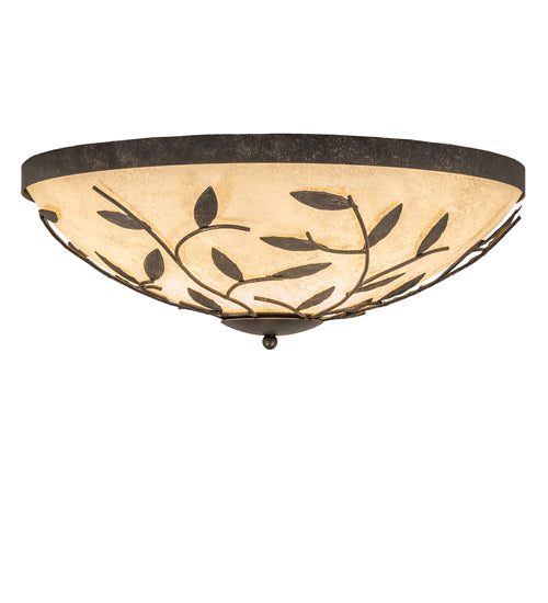 Meyda Lighting Branches 24" 3-Light Golden Bronze Flush Mount Light With Scavo Idalight Shade