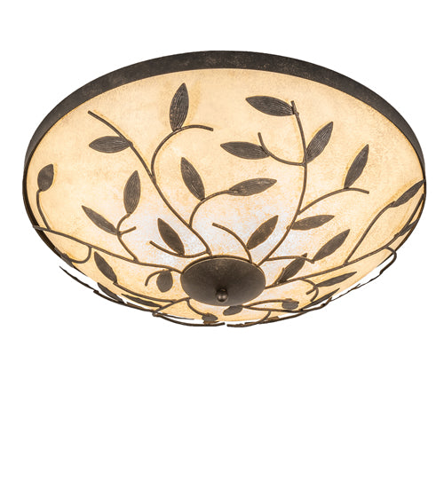 Meyda Lighting Branches 24" 3-Light Golden Bronze Flush Mount Light With Scavo Idalight Shade