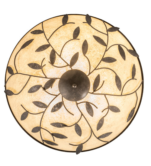 Meyda Lighting Branches 24" 3-Light Golden Bronze Flush Mount Light With Scavo Idalight Shade