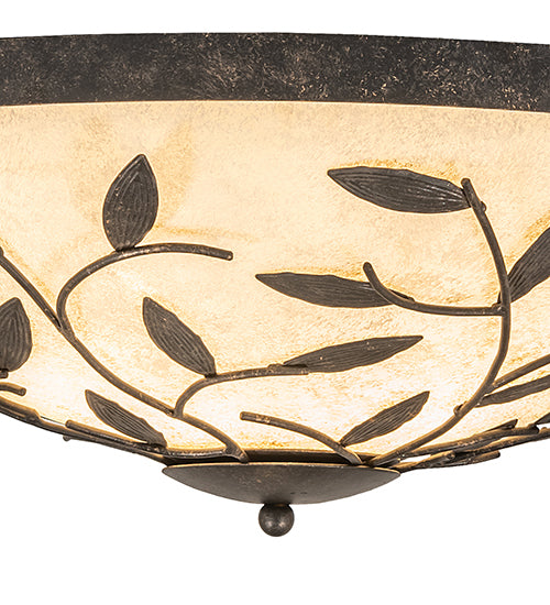 Meyda Lighting Branches 24" 3-Light Golden Bronze Flush Mount Light With Scavo Idalight Shade