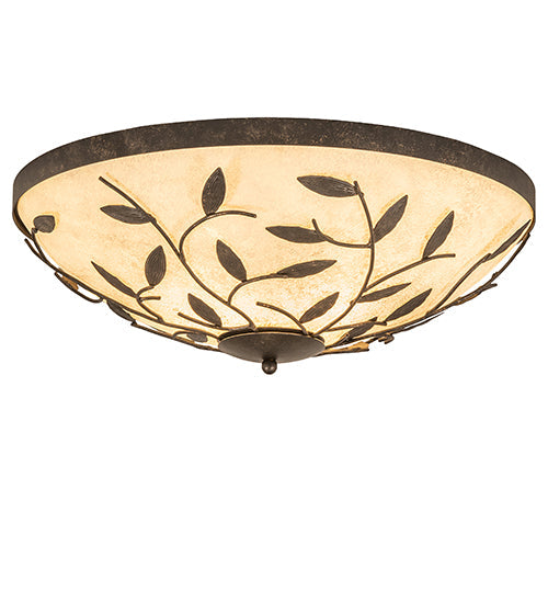 Meyda Lighting Branches 24" 3-Light Golden Bronze Flush Mount Light With Scavo Idalight Shade