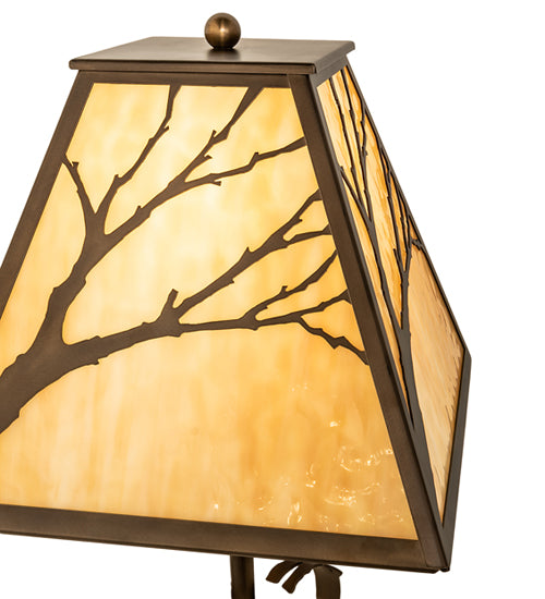 Meyda Lighting Branches 24" Antique Copper Table Lamp With Beige Art Shade Glass