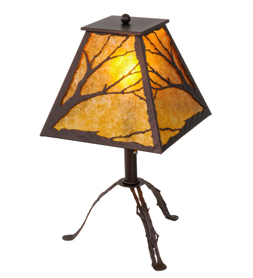 Meyda Lighting Branches 25" Mahogany Bronze Table Lamp With Amber Mica Shade Glass