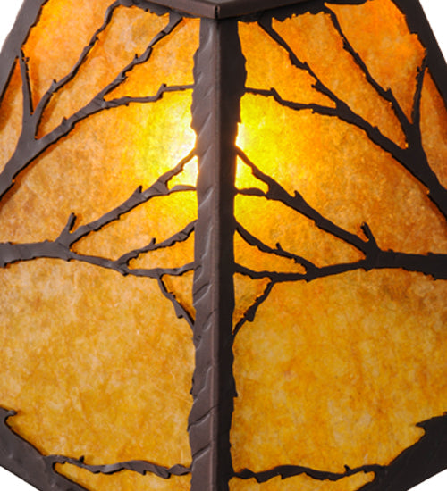 Meyda Lighting Branches 25" Mahogany Bronze Table Lamp With Amber Mica Shade Glass
