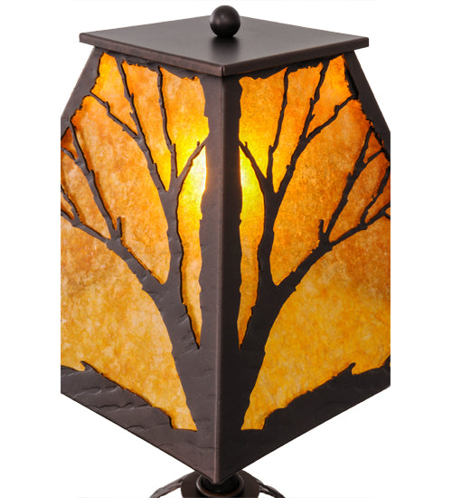 Meyda Lighting Branches 25" Mahogany Bronze Table Lamp With Amber Mica Shade Glass