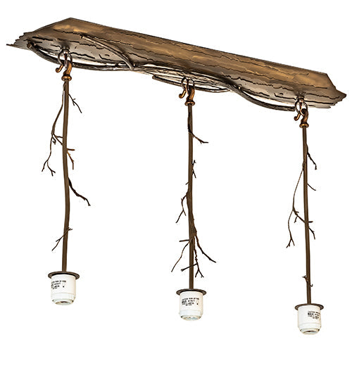 Meyda Lighting Branches 32" 3-Light Antique Copper Island Pendant Light With White Statuario Idalight Shade