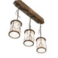 Meyda Lighting Branches 32" 3-Light Antique Copper Island Pendant Light With White Statuario Idalight Shade