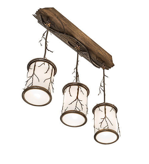 Meyda Lighting Branches 32" 3-Light Antique Copper Island Pendant Light With White Statuario Idalight Shade