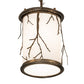 Meyda Lighting Branches 32" 3-Light Antique Copper Island Pendant Light With White Statuario Idalight Shade