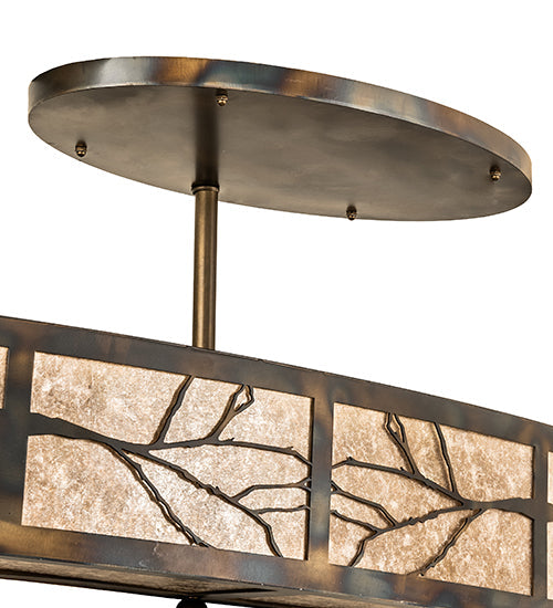 Meyda Lighting Branches 36" 6-Light Dark Burnished Antique Copper Pendant Light With Silver Mica Shade Glass