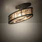 Meyda Lighting Branches 36" 6-Light Dark Burnished Antique Copper Pendant Light With Silver Mica Shade Glass