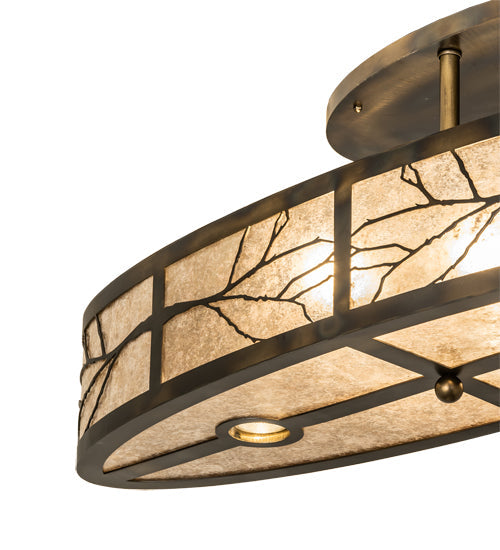 Meyda Lighting Branches 36" 6-Light Dark Burnished Antique Copper Pendant Light With Silver Mica Shade Glass