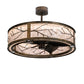Meyda Lighting Branches 37" 4-Light LED Dark Burnished Antique Copper Chandelier With Silver Mica Shade Glass and Fan