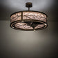 Meyda Lighting Branches 37" 4-Light LED Dark Burnished Antique Copper Chandelier With Silver Mica Shade Glass and Fan