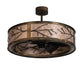 Meyda Lighting Branches 37" 4-Light LED Dark Burnished Antique Copper Chandelier With Silver Mica Shade Glass and Fan