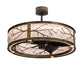 Meyda Lighting Branches 37" 4-Light LED Dark Burnished Antique Copper Chandelier With Silver Mica Shade Glass and Fan