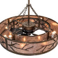 Meyda Lighting Branches 44" 16-Light Dark Burnished Antique Copper Chandelier With Silver Mica Shade Glass and Fan
