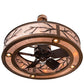 Meyda Lighting Branches 44" 16-Light Dark Burnished Antique Copper Chandelier With Silver Mica Shade Glass and Fan