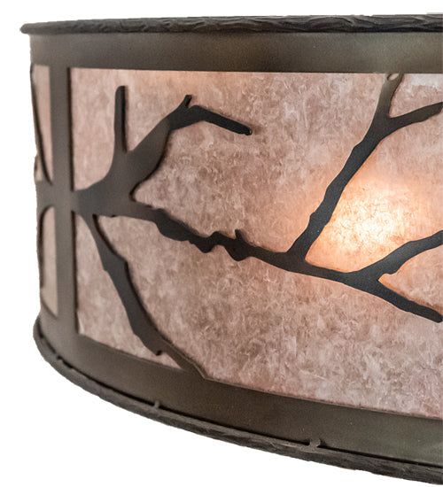 Meyda Lighting Branches 44" 16-Light Dark Burnished Antique Copper Chandelier With Silver Mica Shade Glass and Fan