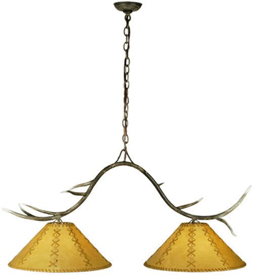 Meyda Lighting Branches 44" 2-Light Island Pendant Light With Beige Faux Leather Shade Glass
