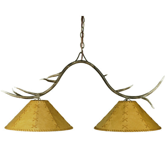 Meyda Lighting Branches 44" 2-Light Island Pendant Light With Beige Faux Leather Shade Glass