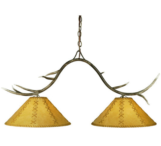 Meyda Lighting Branches 44" 2-Light Island Pendant Light With Beige Faux Leather Shade Glass