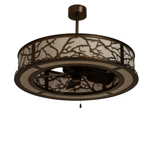 Meyda Lighting Branches 44" 8-Light Antique Copper Chandelier With Fleshtone Idalight Shade and Fan
