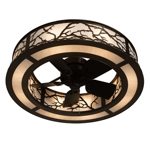 Meyda Lighting Branches 44" 8-Light Antique Copper Chandelier With Fleshtone Idalight Shade and Fan