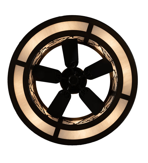 Meyda Lighting Branches 44" 8-Light Antique Copper Chandelier With Fleshtone Idalight Shade and Fan