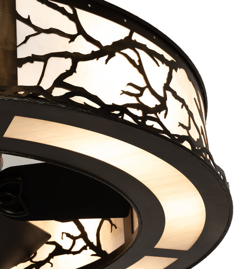 Meyda Lighting Branches 44" 8-Light Antique Copper Chandelier With Fleshtone Idalight Shade and Fan