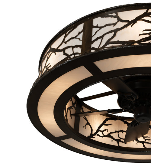 Meyda Lighting Branches 44" 8-Light Antique Copper Chandelier With Fleshtone Idalight Shade and Fan