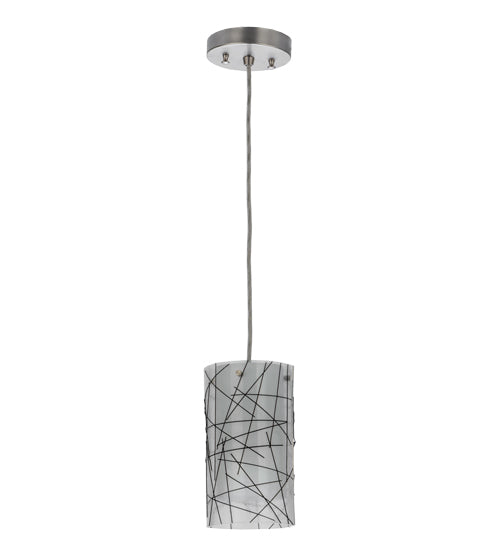 Meyda Lighting Branches 5" Brushed Nickel Mini Pendant Light With Frosted Clear Fused Shade Glass