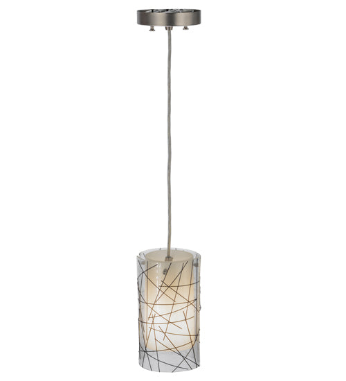 Meyda Lighting Branches 5" Brushed Nickel Mini Pendant Light With Frosted Clear Fused Shade Glass