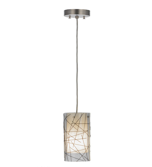 Meyda Lighting Branches 5" Brushed Nickel Mini Pendant Light With Frosted Clear Fused Shade Glass