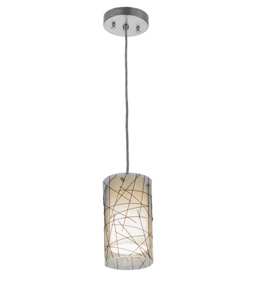 Meyda Lighting Branches 5" Brushed Nickel Mini Pendant Light With Frosted Clear Fused Shade Glass