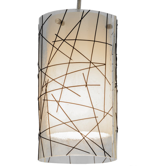 Meyda Lighting Branches 5" Brushed Nickel Mini Pendant Light With Frosted Clear Fused Shade Glass