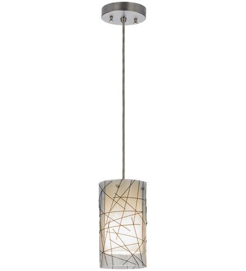 Meyda Lighting Branches 5" Brushed Nickel Mini Pendant Light With Frosted Clear Fused Shade Glass