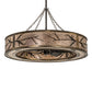 Meyda Lighting Branches 50" 8-Light Dark Burnished Antique Copper Chandelier With Silver Mica Shade Glass and Fan